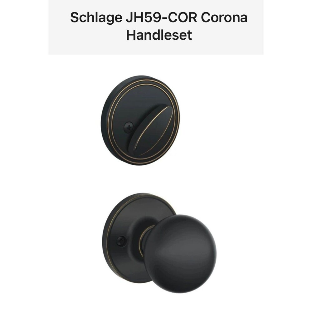 Schlage Corona Single Cylinder Interior Pack Handleset J-Series- Door Knob